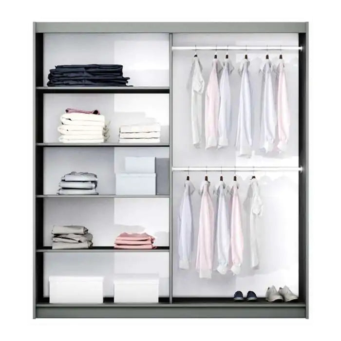 200cm California Sliding Door Wardrobe (available in white, grey or black)