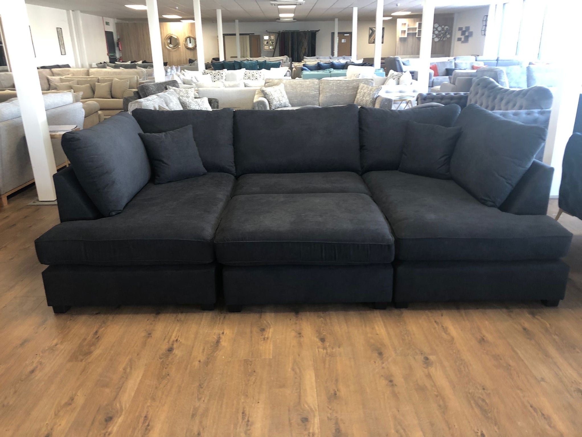 Westminster UShape/Cinema Sofa (Available in Linen Beige, Light Grey — London Furniture Outlet