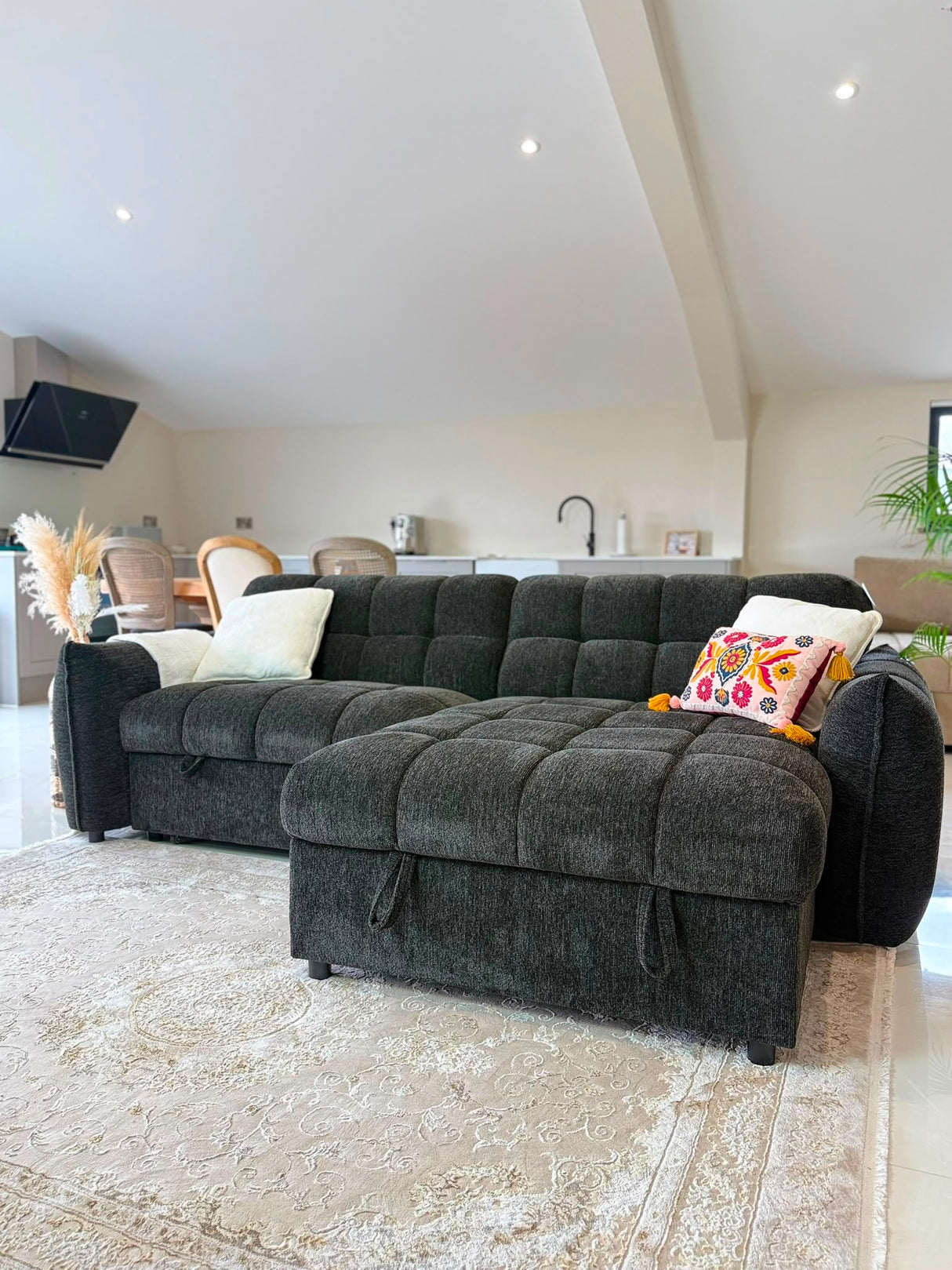 Miami Corner Storage Sofa Bed (Available in Black, Grey or Teal)