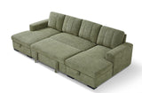 Vareena U-Shape Sofa Bed with Storage (Available in Chenille Light Grey, Dark Grey, Blue, Beige or Green)