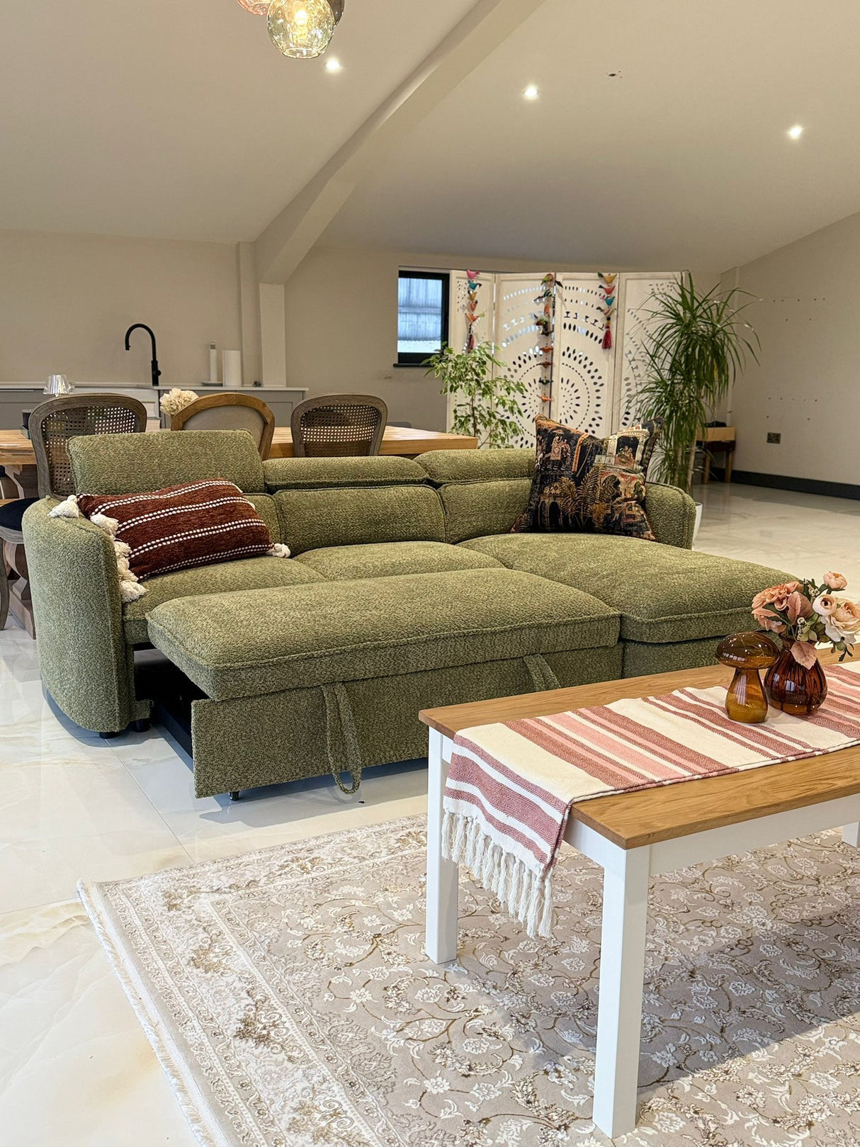 Naples Corner Sofa Bed with Storage (Available in Chenille Grey, Blue, Beige or Green)