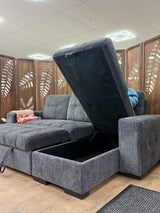 Milano Corner Sofa Bed with Storage (Available in Chenille Beige, Dark Grey or Teal)