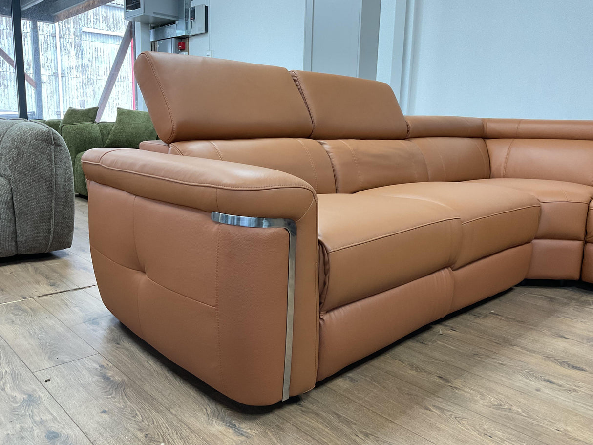 Autumnville Genuine Leather Electric Reclining Corner Sofa (Available in Tanned Brown or Black)