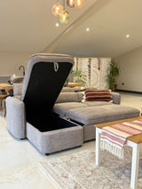 Naples Corner Sofa Bed with Storage (Available in Chenille Grey, Blue, Beige or Green)