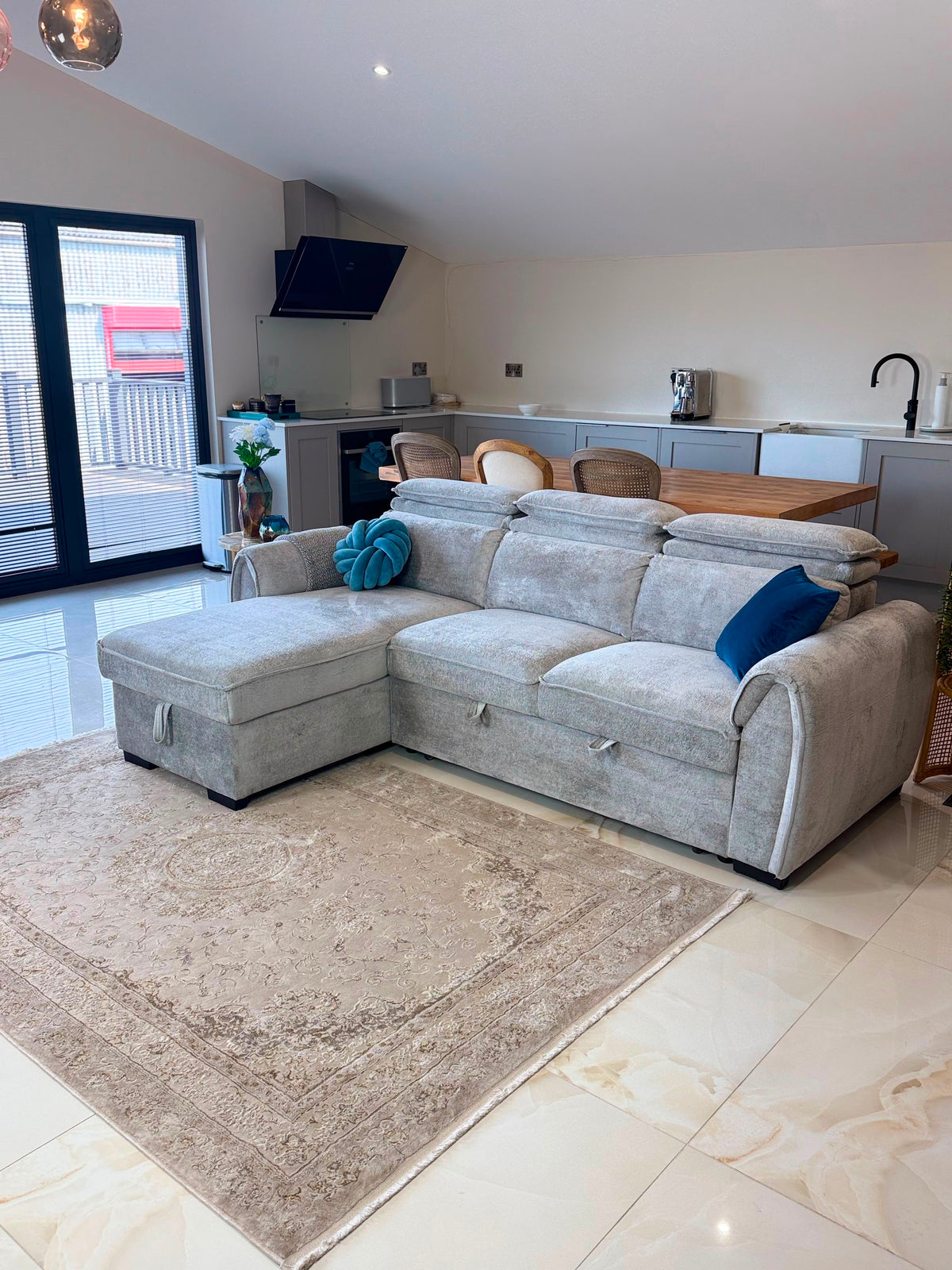 Marseille Corner Storage Sofa Bed (Available in Mushroom, Grey or Light Grey)