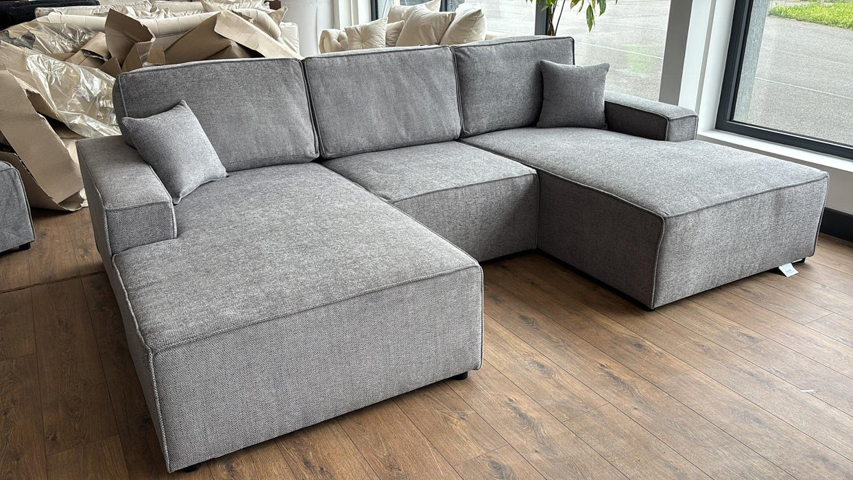 Lopez U-Shape/Cinema Sofa (Available in Modesto Ivory, Grey or Charcoal)