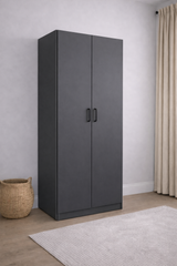 Economy 2 Door Wardrobe (Available in Light Grey, White, Oak or Dark Grey)