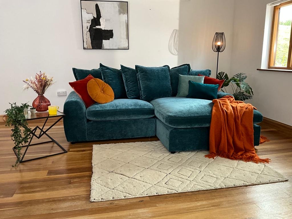 Winnie Chaise Sofa (Available in Soft Chenille Teal, Navy or Grey)