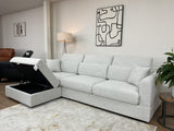 Duncan Chaise Corner Sofa and Storage Footstool (Available in Beige or Grey)