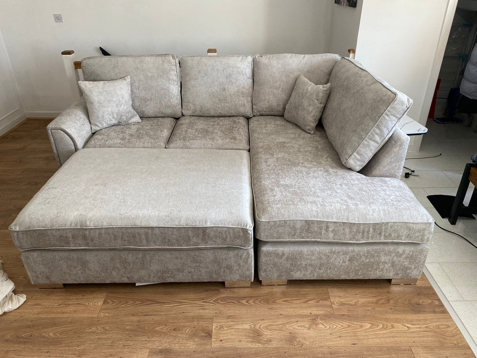 Bromley Full Back Corner Sofa (Available in Linen Cream, Linen Grey or Alaska Silver Chenille)