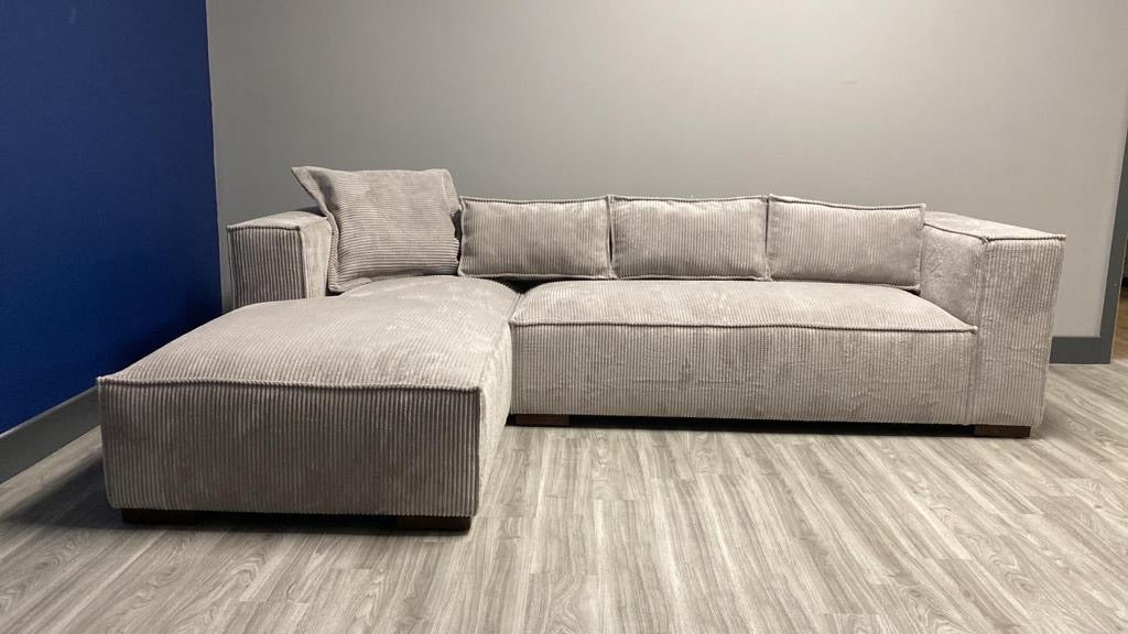 Denmark Chaise Corner Sofa (available in soft chord beige or light grey)