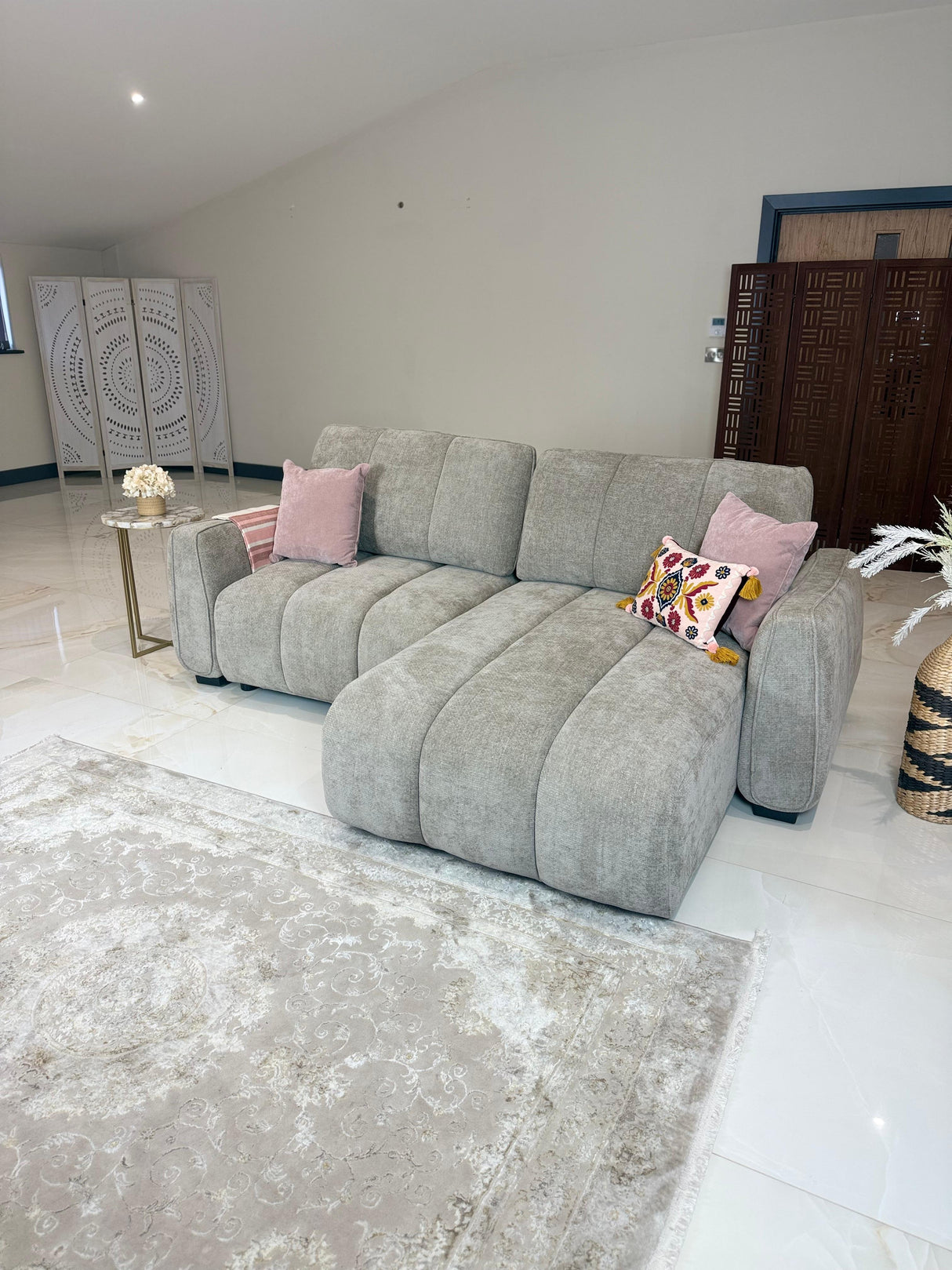 Trevi Corner Storage Sofa Bed (Available in Grey or Beige)