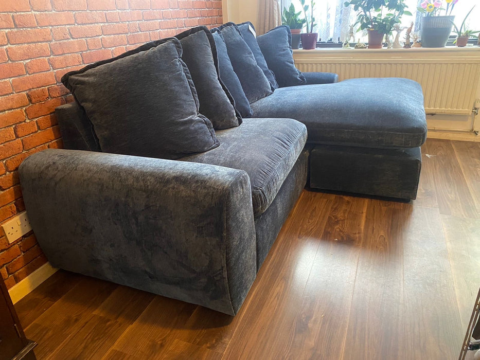 Winnie Chaise Sofa (Available in Soft Chenille Teal, Navy or Grey)