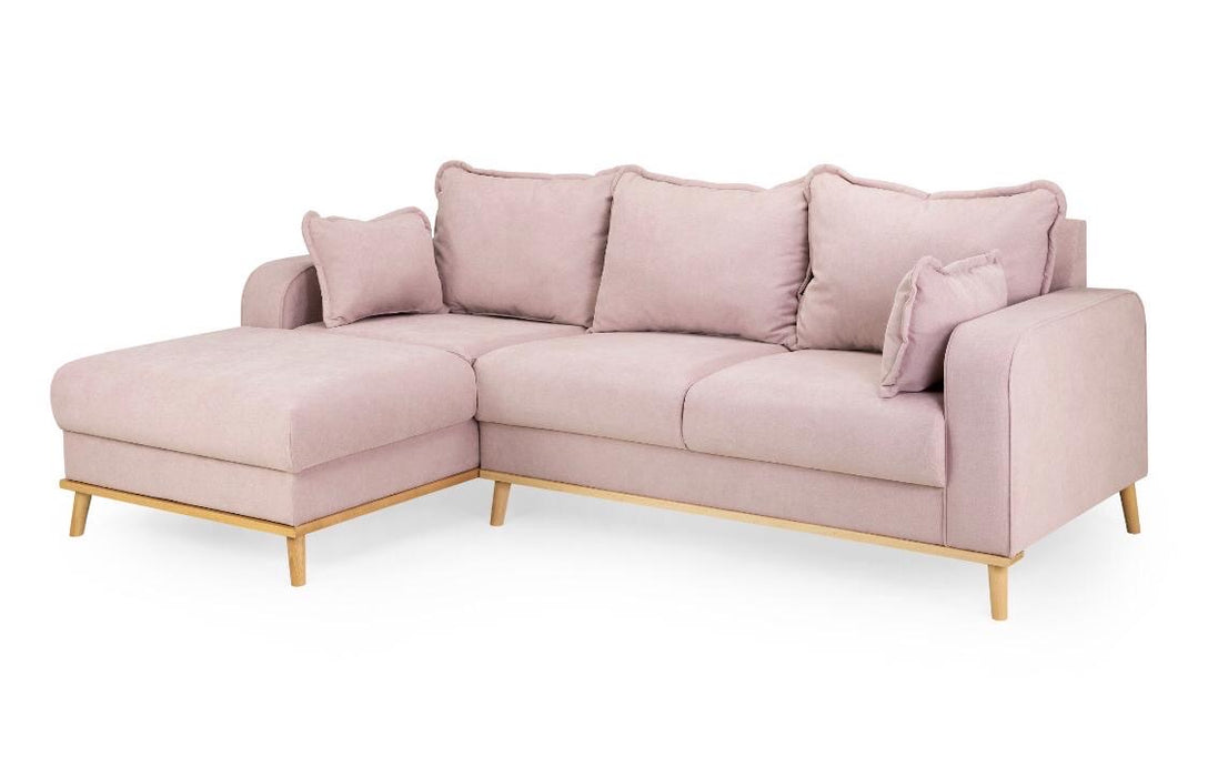 Beckley Chaise Corner Sofa (Available in Linen Pink, Baby Blue, Cream or Grey