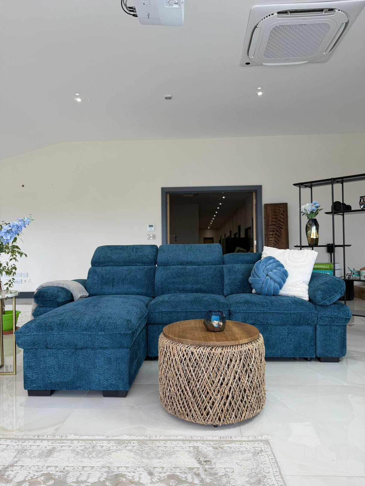 Hunter Corner Sofa Bed with Storage (Available in Grey, Blue, Beige or Green)