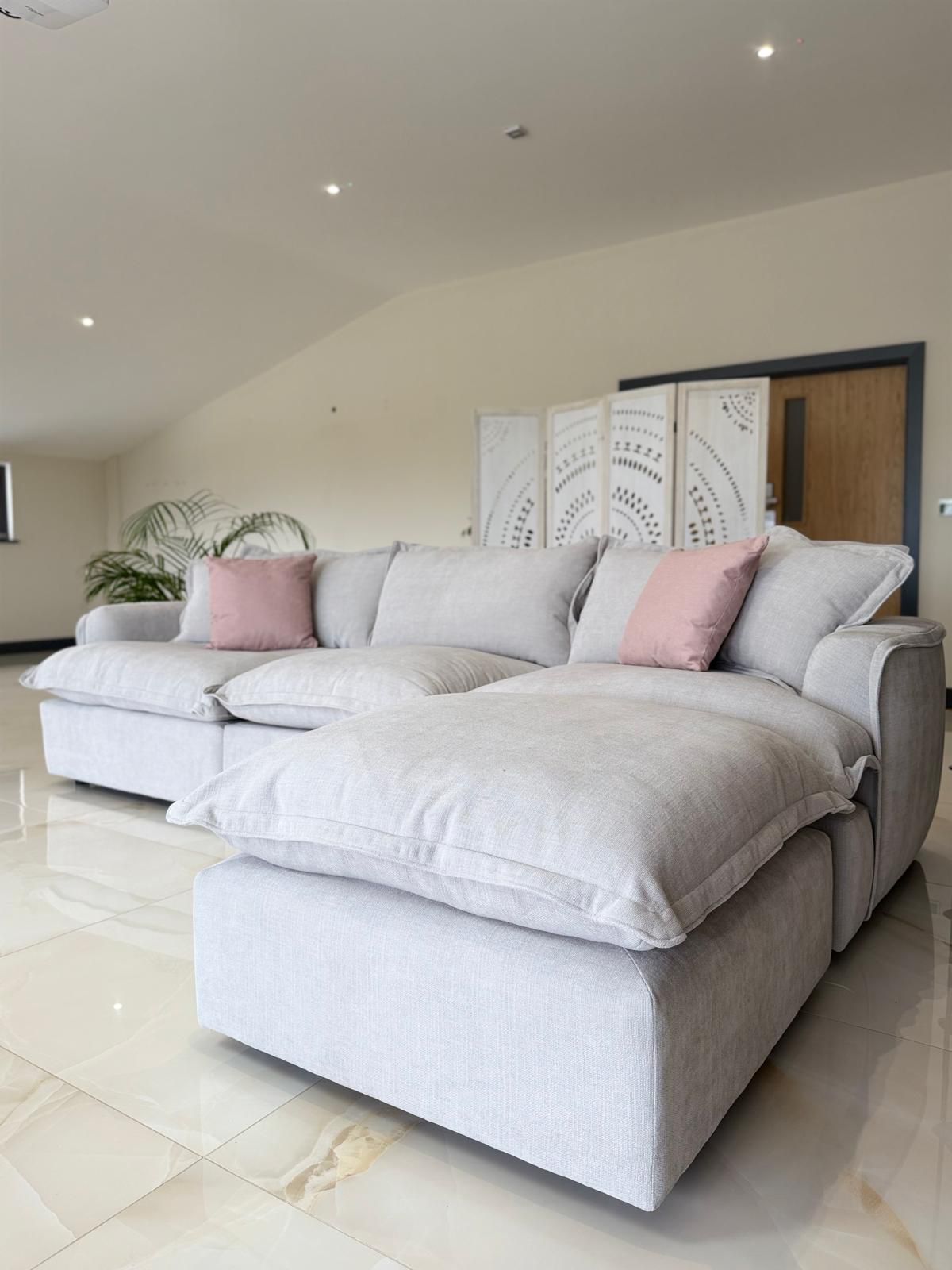 Daniela Modular 3 Seat Sofa and Footstool (Available in Stone or Grey)