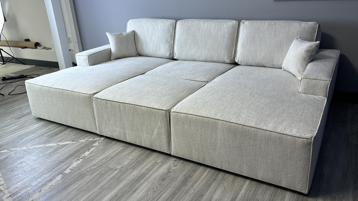 Lopez U-Shape/Cinema Sofa (Available in Modesto Ivory or Grey)