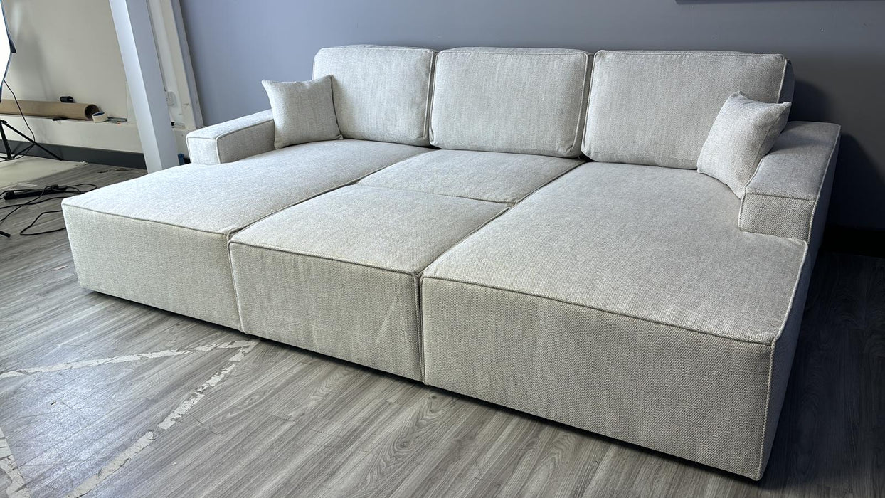 Lopez U-Shape/Cinema Sofa (Available in Modesto Ivory or Grey)