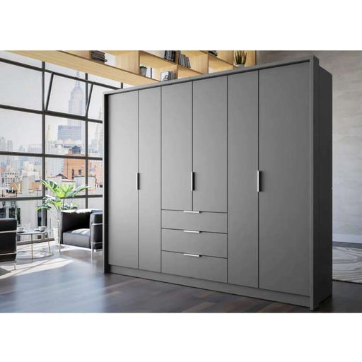 255cm New Jersey Hinged Door Wardrobe (Available in White or Grey)