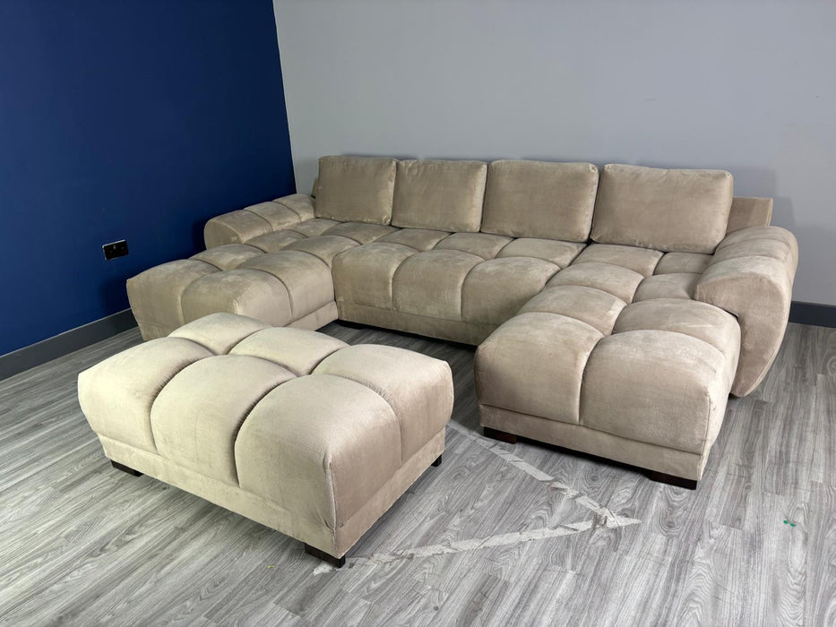 Stella U-Shape/Cinema Sofa (Available in Velvet Cream, Mocha or Grey)