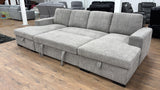 Vareena U-Shape Sofa Bed with Storage (Available in Chenille Light Grey, Dark Grey, Blue, Beige or Green)