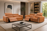 Autumnville Genuine Leather Electric Reclining 3 and 2 Seat Sofa Bundle Deal (Available in Tanned Brown or Black)