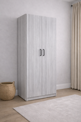 Economy 2 Door Wardrobe (Available in Light Grey, White, Oak or Dark Grey)