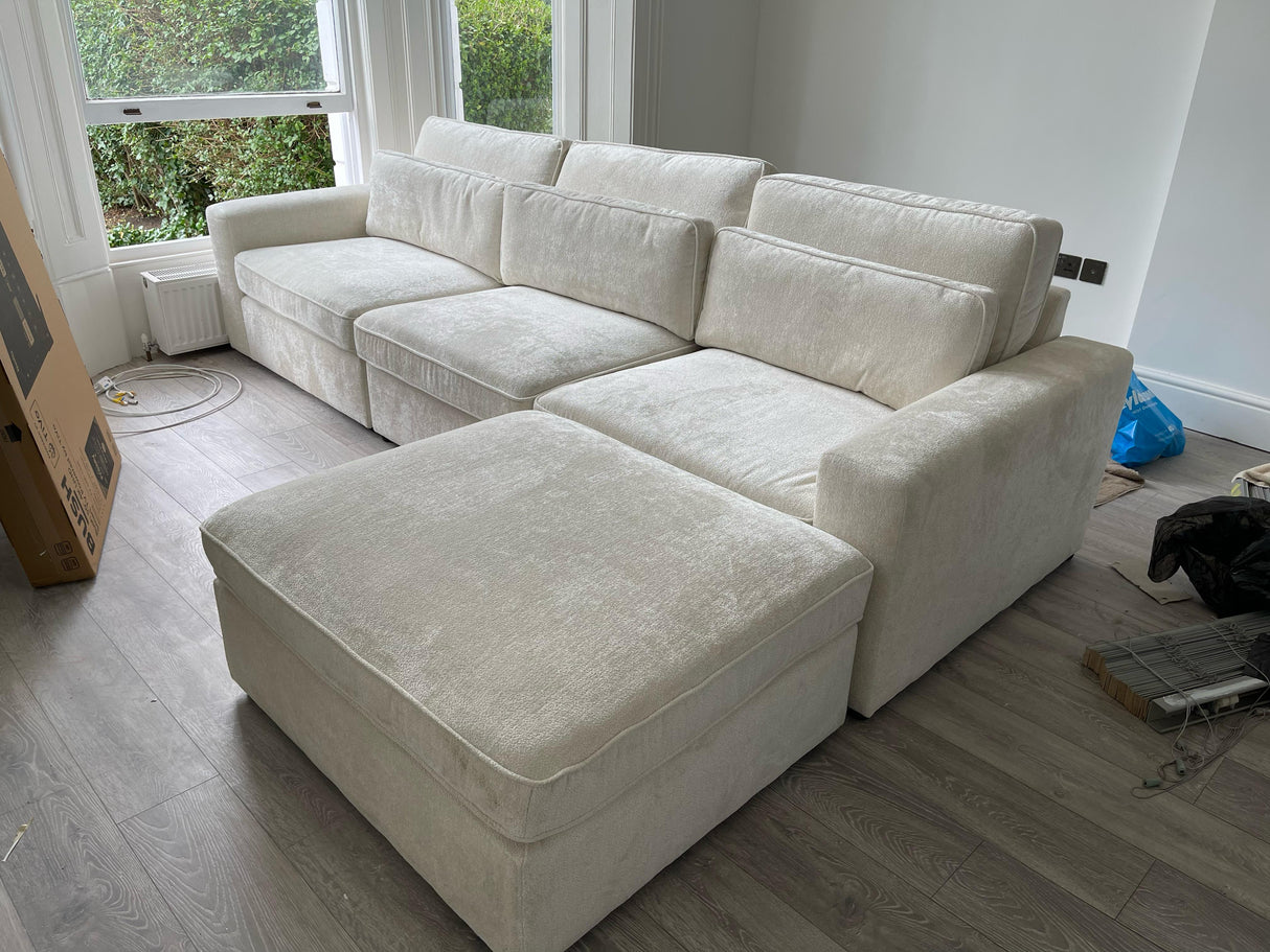 Lola 3 Seat Modular Sofa (Available in Chenille Ivory, Mocha or Grey)