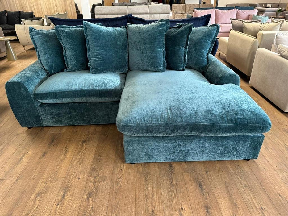 Winnie Chaise Sofa (Available in Soft Chenille Teal, Navy, Grey or Stone)