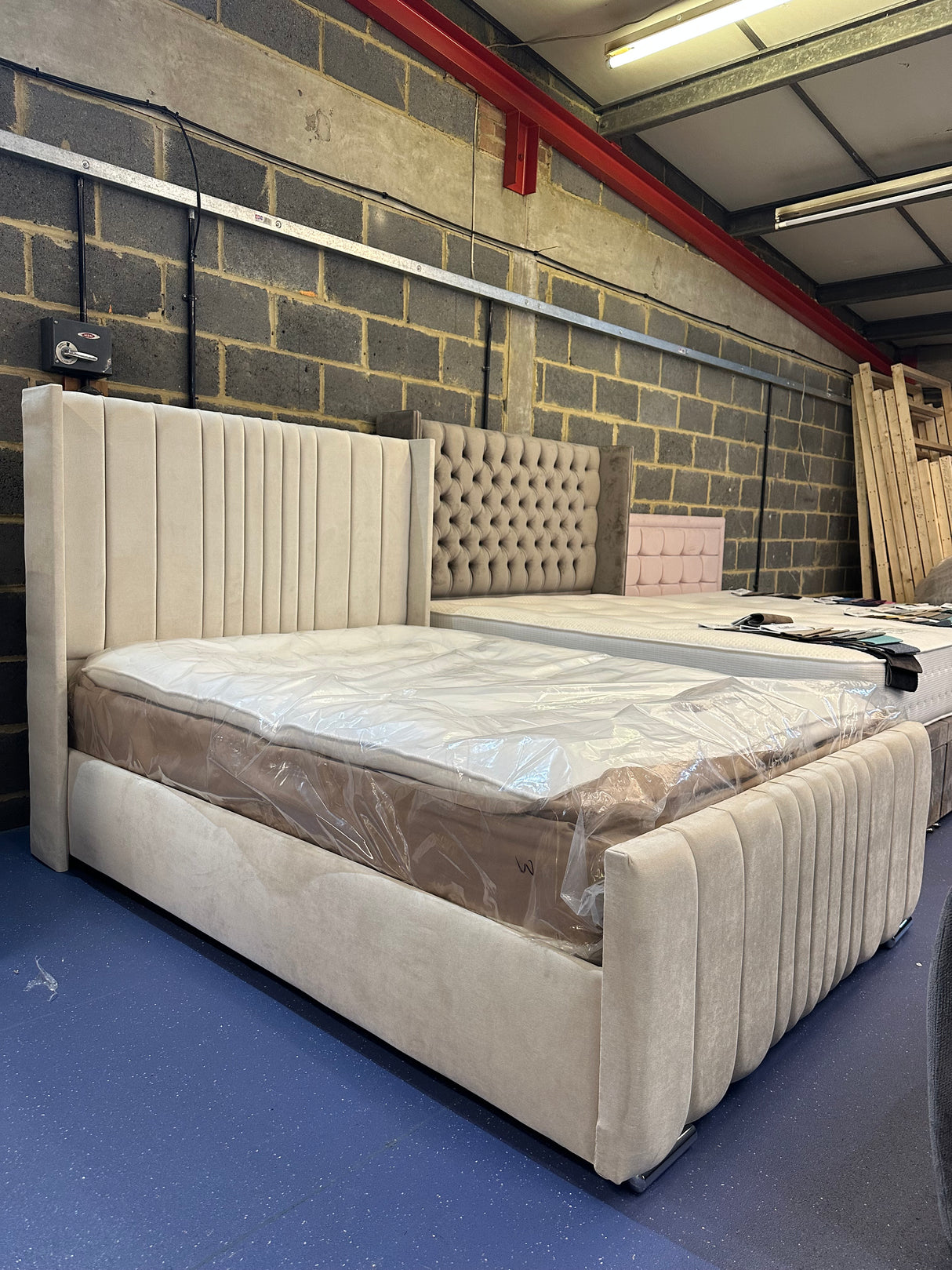 Clarissa Floor Standing Headboard Bed Frame (With or without gas lift storage, range of fabrics to choose from)