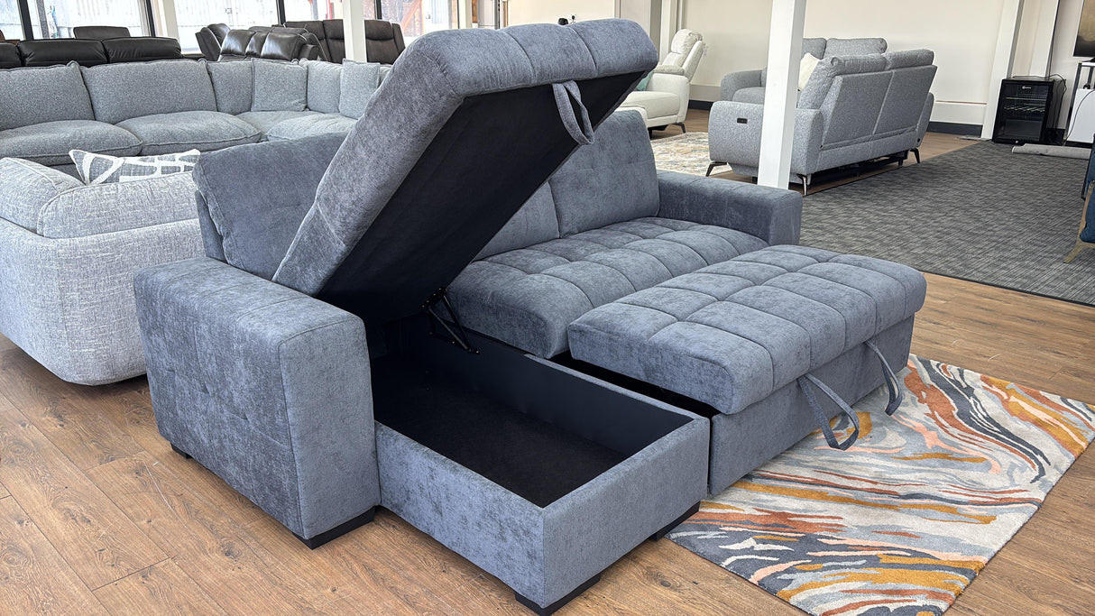 Milano Corner Sofa Bed with Storage (Available in Chenille Cream, Dark Grey or Teal)