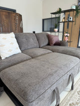 Samara Corner Sofa Bed with Storage (Available in Chenille Grey, Brown, Beige or Green)