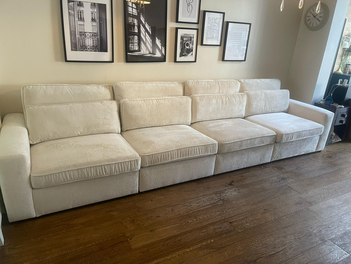 Lola 4 Seat Modular Sofa (Available in Chenille Ivory, Mocha or Grey)