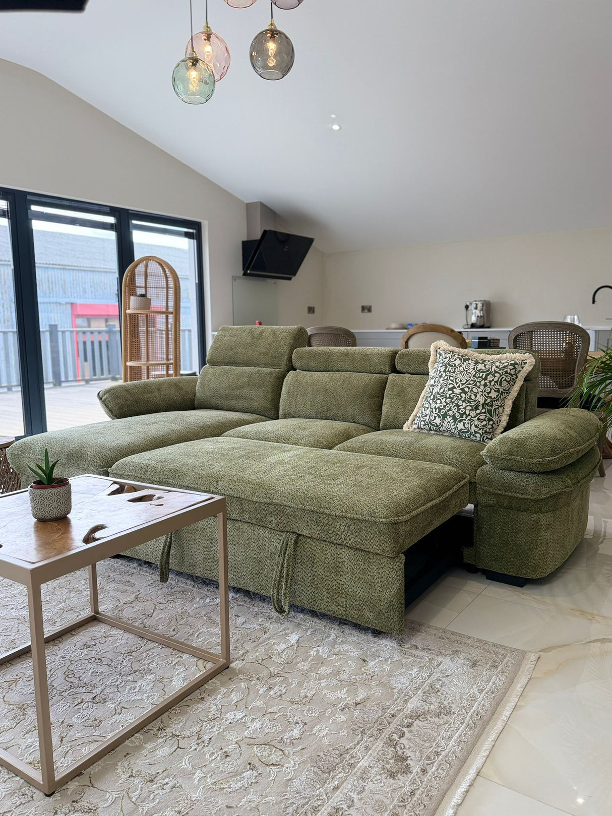 Hunter Corner Sofa Bed with Storage (Available in Grey, Blue, Beige or Green)