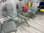 180cm Regal Glass Dining Table with Kensington Chairs in Grey