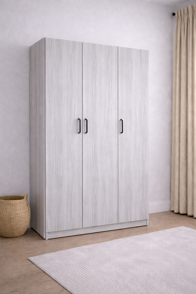 Economy 3 Door Wardrobe in Light Grey | LFO

