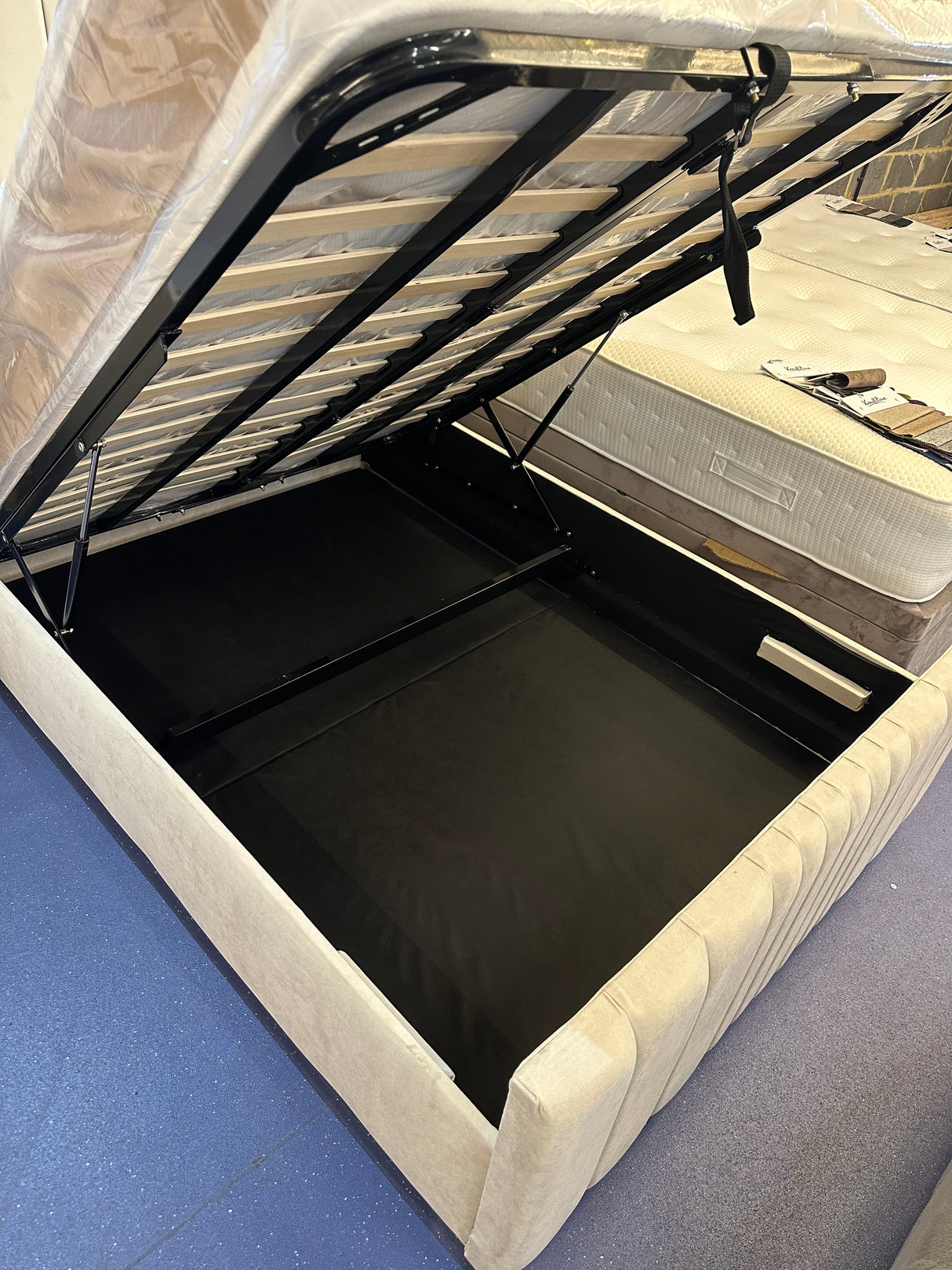 Clarissa Floor Standing Headboard Bed Frame (With or without gas lift storage, range of fabrics to choose from)