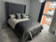 Tall Winged Chesterfield Floor Standing Headboard with ottoman divan base (different fabric choices)
