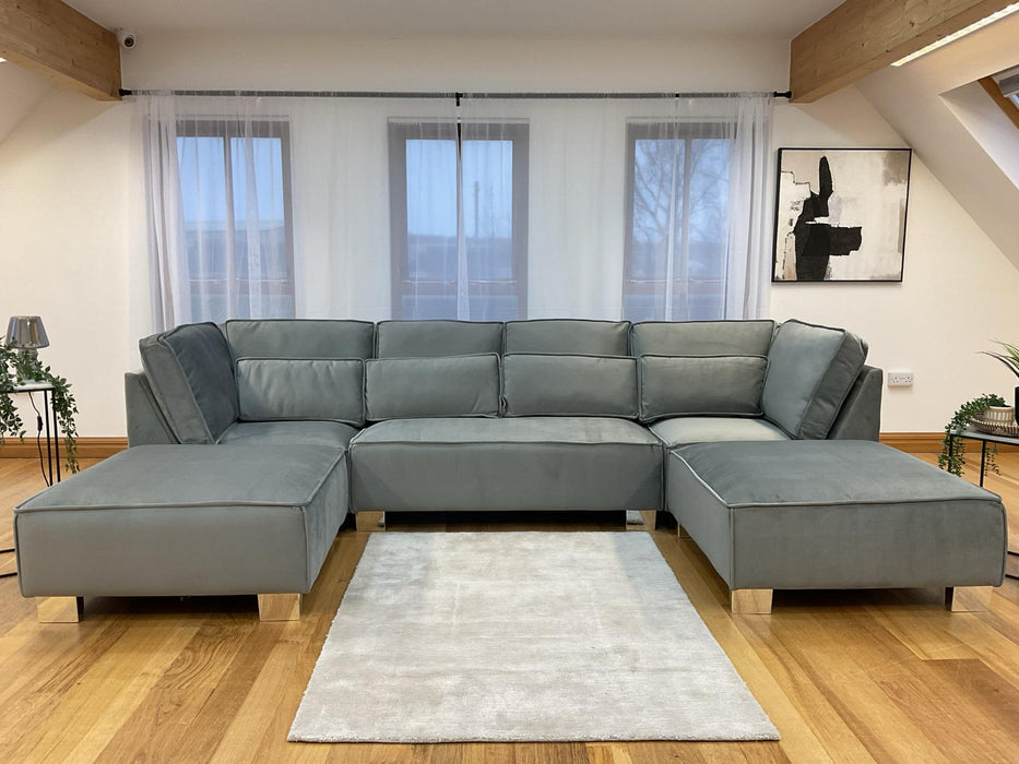 Belgravia U-Shape Sofa (Available in Plush Velvet Black, Cream, Grey or Silver)