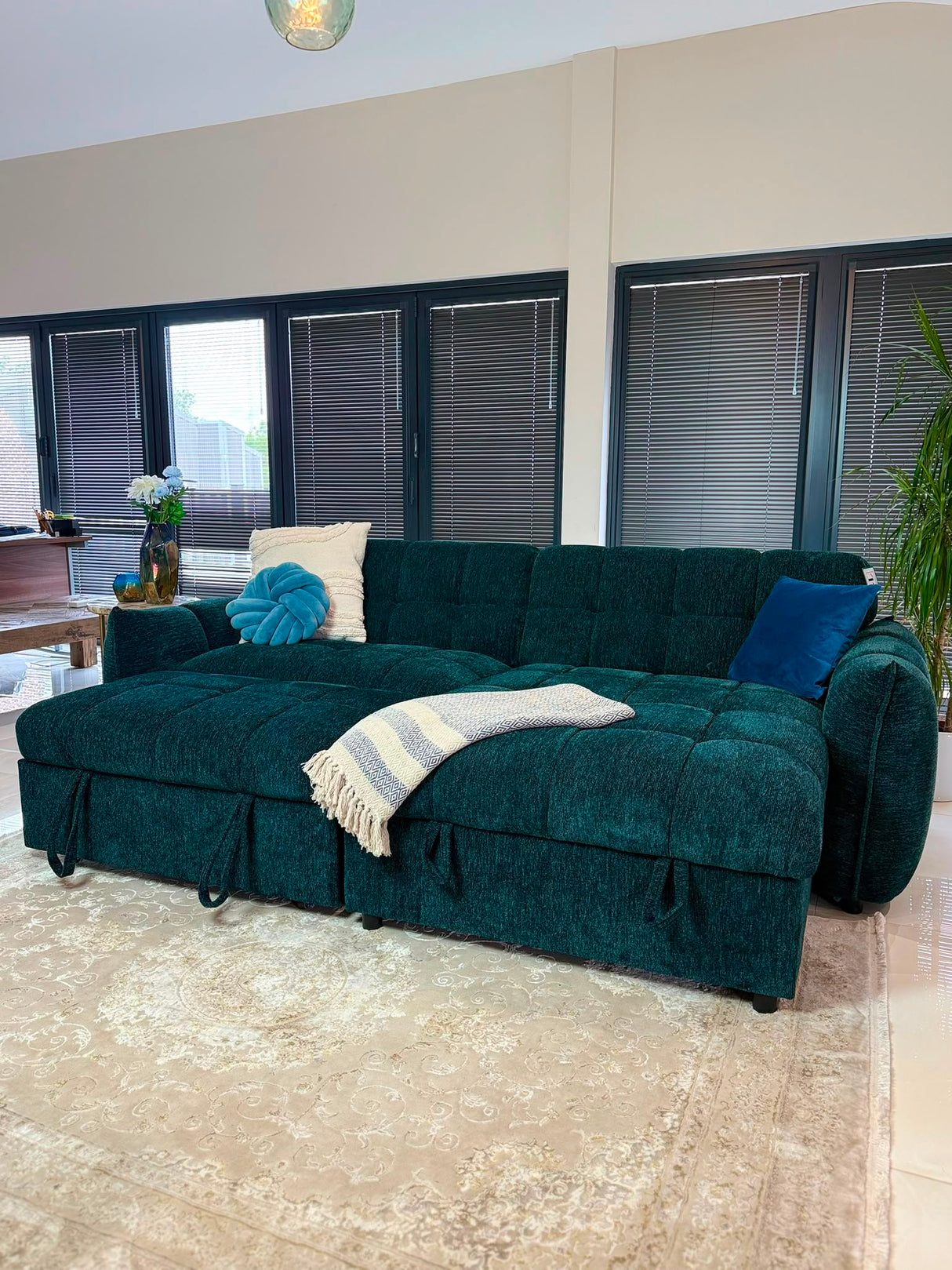 Miami Corner Storage Sofa Bed (Available in Black, Grey or Teal)