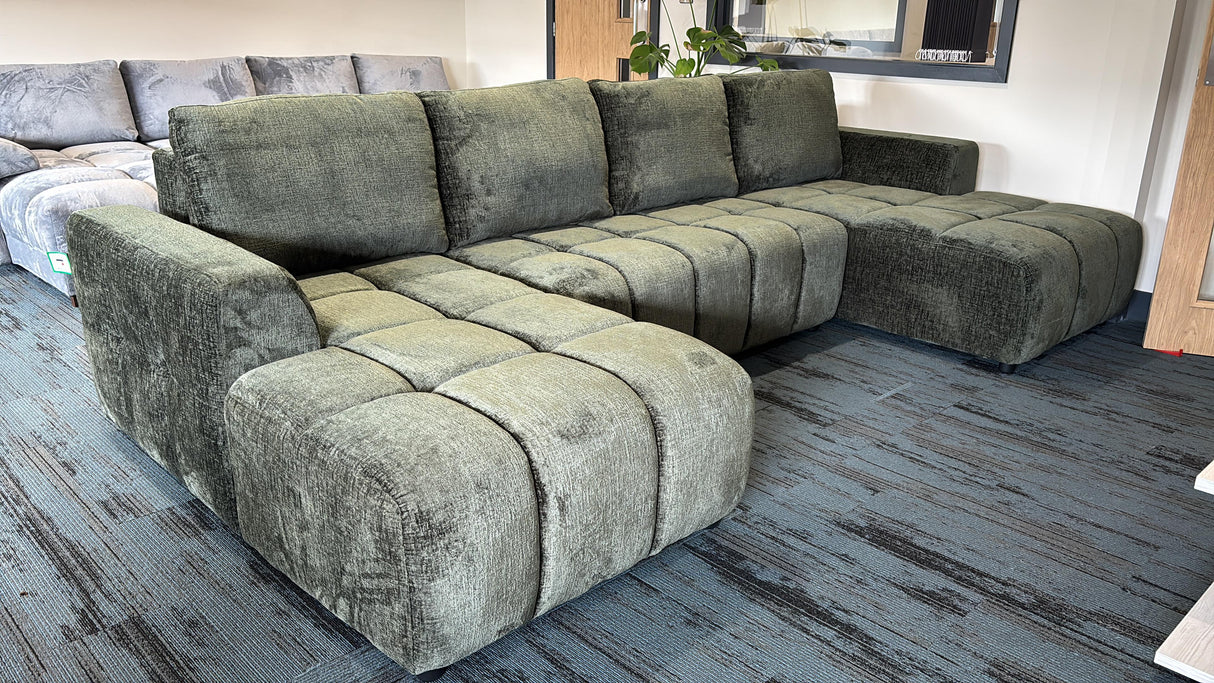 Sofia U-Shape Sofa Bed with Storage (Available in Green, Beige or Grey)