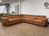 Autumnville Genuine Leather Electric Reclining Corner Sofa (Available in Tanned Brown or Black)