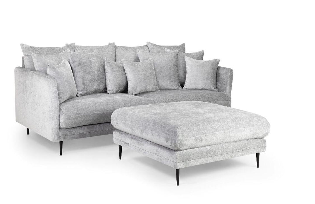 Wimbledon 4 seat sofa with footstool (Available in Velvet Silver)