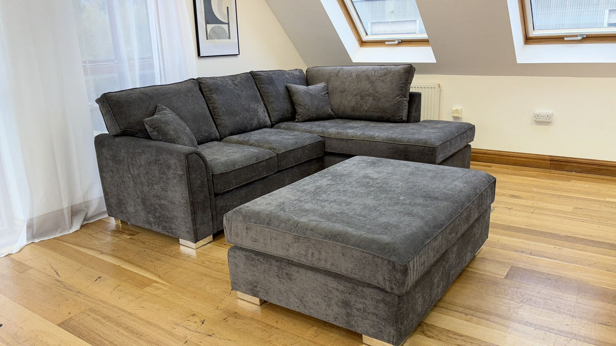 Bromley Full Back Corner Sofa (Available in Linen Cream, Linen Grey or Alaska Silver Chenille)