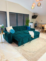 Miami Corner Storage Sofa Bed (Available in Black, Grey or Teal)