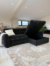 Miami Corner Storage Sofa Bed (Available in Black, Grey or Teal)