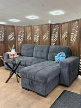 Milano Corner Sofa Bed with Storage (Available in Chenille Beige, Dark Grey or Teal)