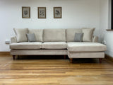 Napoli Chaise Corner Sofa (Available in Plush Velvet Black, Grey or Beige)