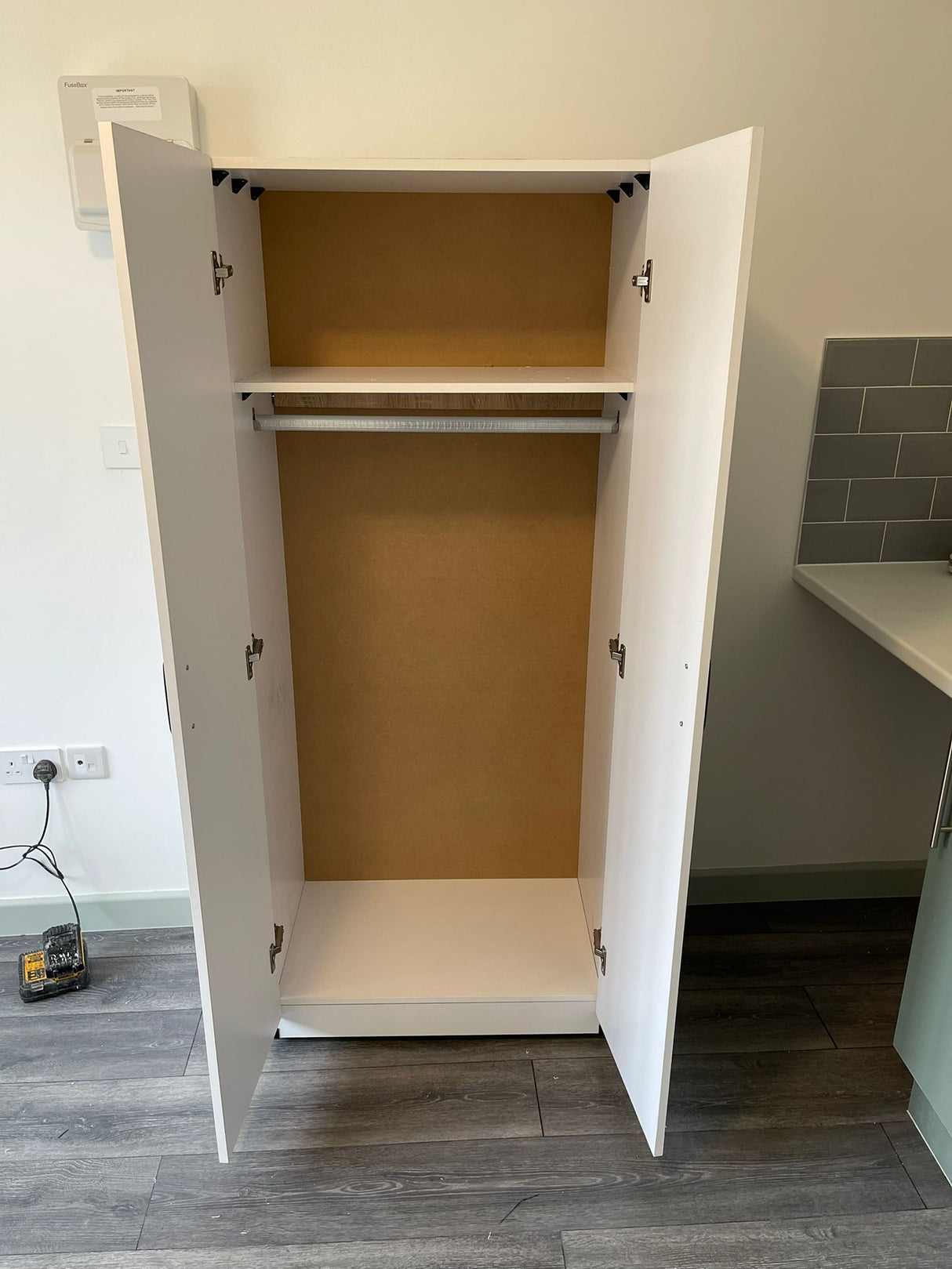 Economy 2 Door Wardrobe (Available in Light Grey, White, Oak or Dark Grey)