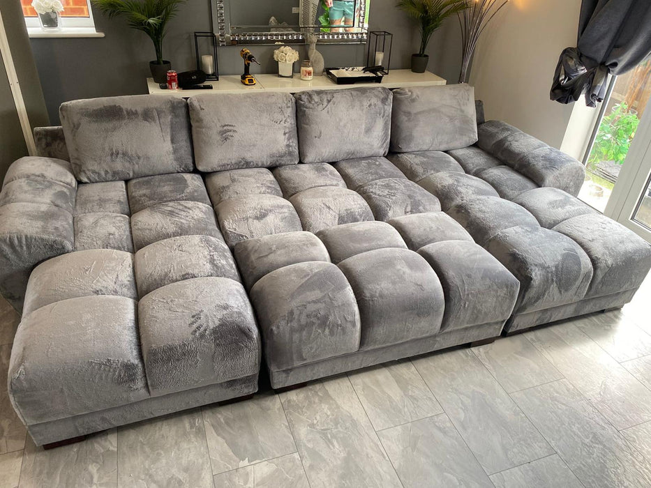 Stella U-Shape/Cinema Sofa (Available in Velvet Cream, Mocha or Grey)